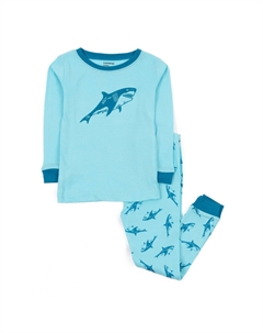 Детские хлопковые пижамы из двух предметов Sharks, цвет Sharks Royal Blue Leveret