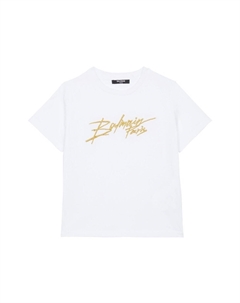 Kids футболка с вышитым логотипом, белый Balmain