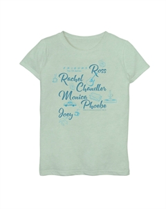 Футболка с изображением друзей для девочек 7–16 лет, символы всех друзей, стек имен, светло-зеленый Licensed character