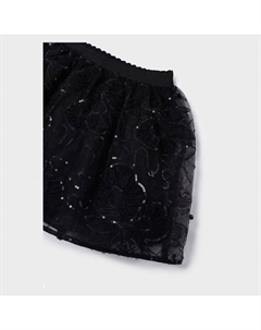 Черная юбка из фатина с аппликацией, черный Mayoral