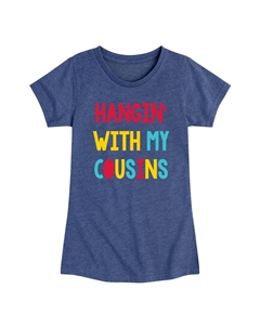 Футболка с рисунком «Висит с моими кузенами» для девочек 7–16 лет, синий Licensed character