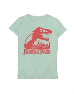 Классическая футболка с логотипом и рисунком скелета тиранозавра для девочек 7–16 лет «Парк Юрского периода», светло-зеленый Licensed character