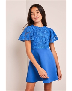 Кружевное платье для особых случаев с расклешенными рукавами, синий Lipsy