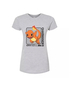 Облегающая футболка с изображением Pokémon Charmander Stats для юниоров, серый Licensed character
