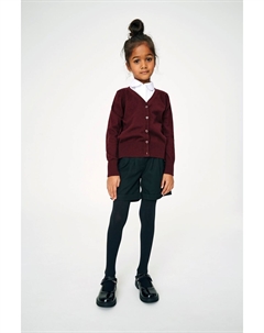Школьный кардиган с высоким содержанием хлопка и V-образным вырезом, красный Next