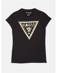 Футболка с логотипом и цепочкой со стразами (7–14), черный Guess factory