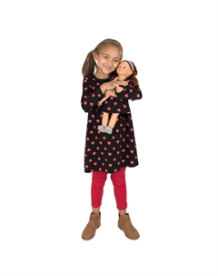 Хлопковые платья для девочек и одинаковые кукольные сердечки Leveret