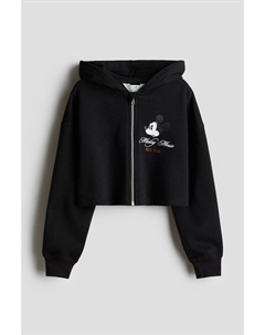 Короткая куртка худи с принтом, черный H&m