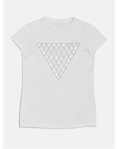 Футболка с логотипом и цепочкой со стразами (7–14), цвет Pure White Guess factory