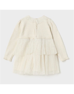 Бежевое вязаное платье из фатина, бежевый Mayoral