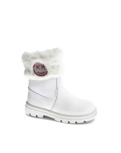 Кожаные сапоги для девочки на молнии, белый Pablosky