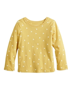 Футболка с длинными рукавами и рисунком для девочек 4–12 лет, цвет Gold White Dot Jumping beans