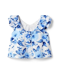 Топ с цветочным принтом и рюшами, синий Janie and jack