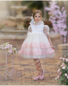 Платье Laila с перьями и вышивкой, белый Petite maison kids