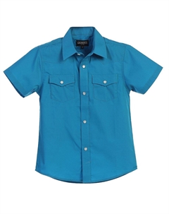 Детская однотонная рубашка в стиле вестерн с короткими рукавами, цвет Turquoise Gioberti
