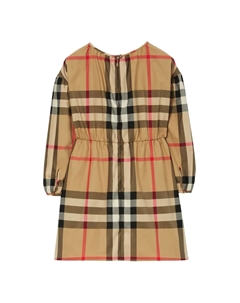 Бежевое платье в клетку, бежевый Burberry