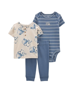 Комплект боди, футболки и штанов с изображением панды для мальчика, цвет Blue Panda Carter`s