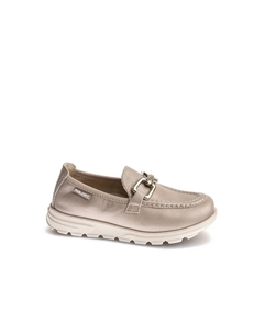 Кожаные мокасины для девочки на резинке, бежевый Pablosky