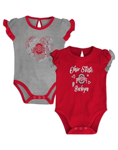 Комплект боди из двух предметов Scarlet/Heather Grey Ohio State Buckeyes Too Much Love для девочек для новорожденных и младенцев, цвет Osu Red Outerstuff