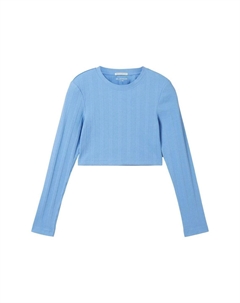 Рубашка с длинным рукавом CROPPED, синий Tom tailor