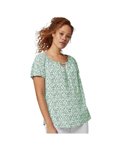 Женская крестьянская блузка больших размеров с вырезом в виде каплевидного выреза, цвет White Tropical Jade Ellos