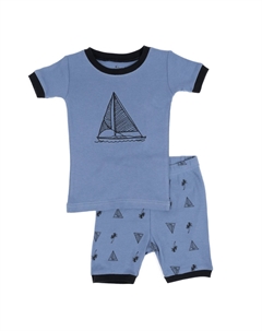 Детские двухсекционные хлопковые короткие пижамы-парусники Leveret