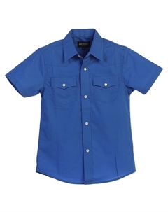 Детская однотонная рубашка в стиле вестерн с короткими рукавами, цвет Royal Blue Gioberti