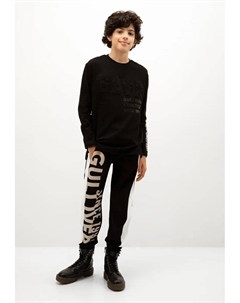 Спортивные брюки с контрастными принтами, черный Gulliver