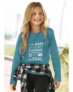 Рубашка с длинными рукавами "Я все понимаю - мне все равно", принт, цвет Petrol Kidsworld