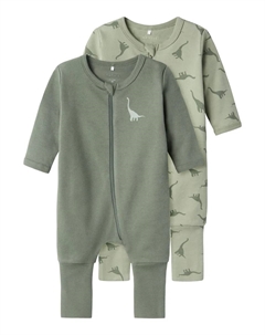 Пижамы "NBMNIGHTSUIT 2P ZIP FF GREEN DINO NOOS" (упаковка, 2 шт.), зеленый Name it