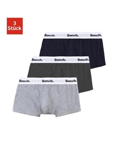 Боксеры (3 шт. в упаковке), с белым поясом и надписью, синий Bench