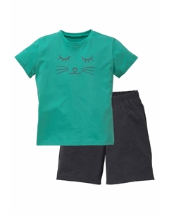 Пижамы (2 шт., 1 шт.), с кошачьим принтом, антрацит Vivance