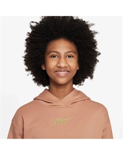 Трикотажное платье "CLUB FLEECE GIRLS' HOODIE DRESS", цвет Amber Brown/Metallic Gold Nike sportswear