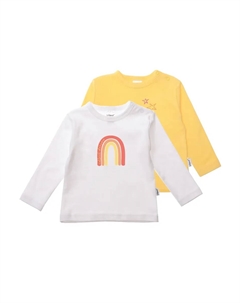 Рубашка с длинными рукавами "Радуга", в упаковке 2 шт., из мягкого хлопкового материала, желтый Лилипут