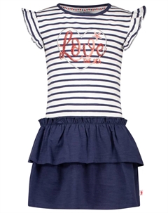 Трикотажное платье СОЛЬ И ПЕРЦ "Солнышко" с вышивкой в ​​виде сердца и пайеток, белый Salt and pepper