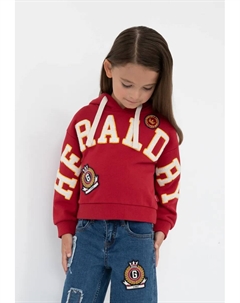 Толстовка с капюшоном и крупным принтом спереди, красный Gulliver