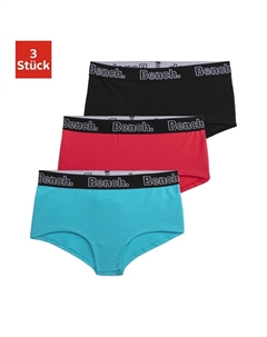 Трусики (упаковка, 3 шт.), с черным тканым поясом с логотипом, розовый Bench