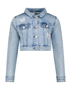 Джинсовая куртка с аппликацией в виде бабочки, джинсовый Salt and pepper