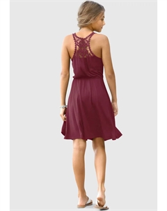 Трикотажное платье "для девочек" с кружевной вставкой, бордовый Kidsworld