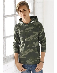 Рубашка с длинными рукавами, камуфляжного цвета, с карманом-кенгуру, зеленый Kidsworld