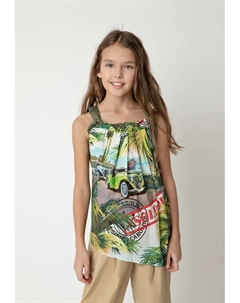 Майка с шикарным цветочным узором, зеленый Gulliver