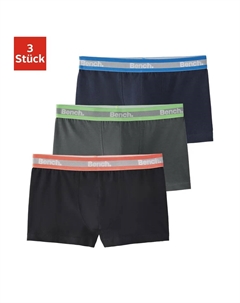 Боксеры (упаковка, 3 шт.), однотонные с неоновыми манжетами, черный Bench