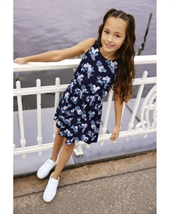 Платье-сарафан с цветочным принтом, синий Kidsworld