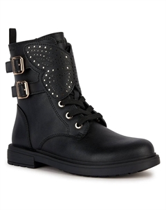 Ботинки на шнуровке "J ECLAIR GIRL" с аппликацией в виде бабочки, черный Geox