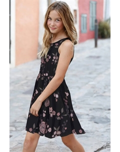 Трикотажное платье с цветочным принтом, цвет Schwarz-Geblümt-Bedruckt Kidsworld