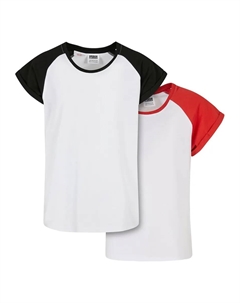 Футболка ", женская футболка с контрастным реглан для девочек, комплект из 2 штук", белый Urban classics