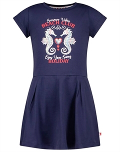 Трикотажное платье "Саншайн" с блестящим принтом "морские коньки" и пайетками, синий Salt and pepper