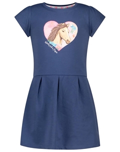 Трикотажное платье "Фэнси" с принтом "лошадь" и блестками, синий Salt and pepper