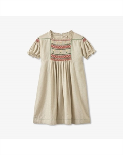 Платье из смесового льна с вышивкой moringa 3-12 лет, бежевый Caramel