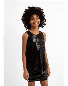 Футболка с отделкой блестящими пайетками, черный Gulliver